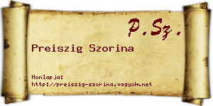 Preiszig Szorina névjegykártya